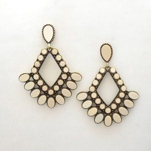 Natural Stone Bronze Cutout Chandelier Post Earring